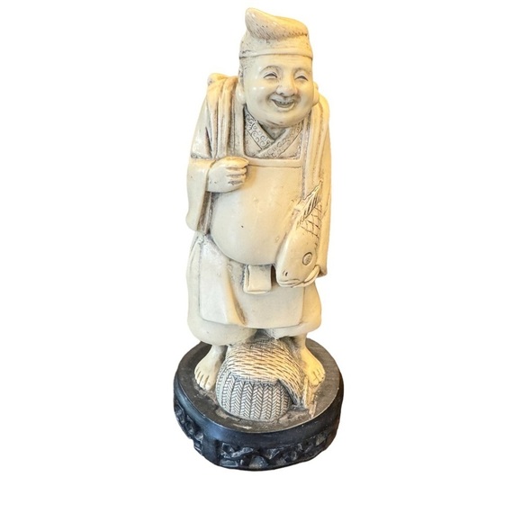 Great 19th Century Vintage Asian Fisherman Sculpture Figurine - Picture 2 of 14